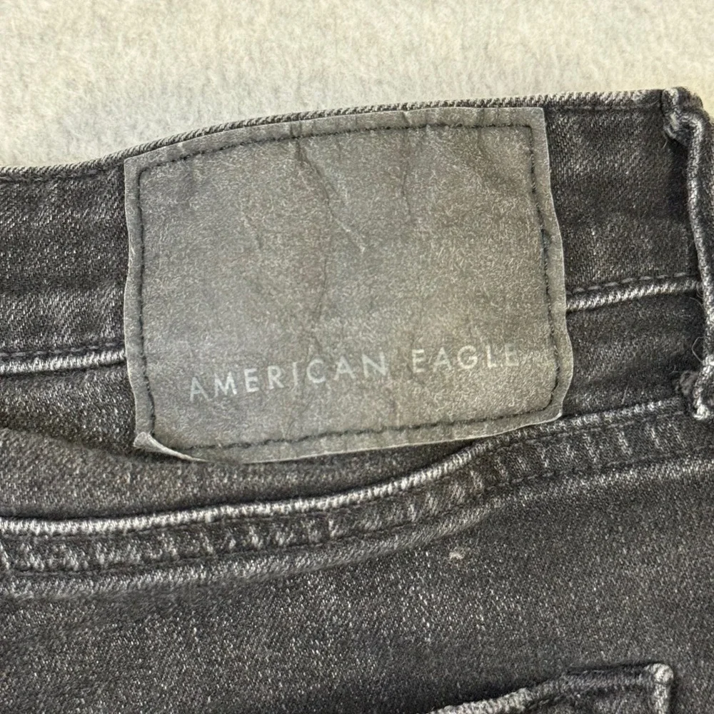 American Eagle Airflex+ Skinny Distressed Black Jeans 34x32 Ripped Denim